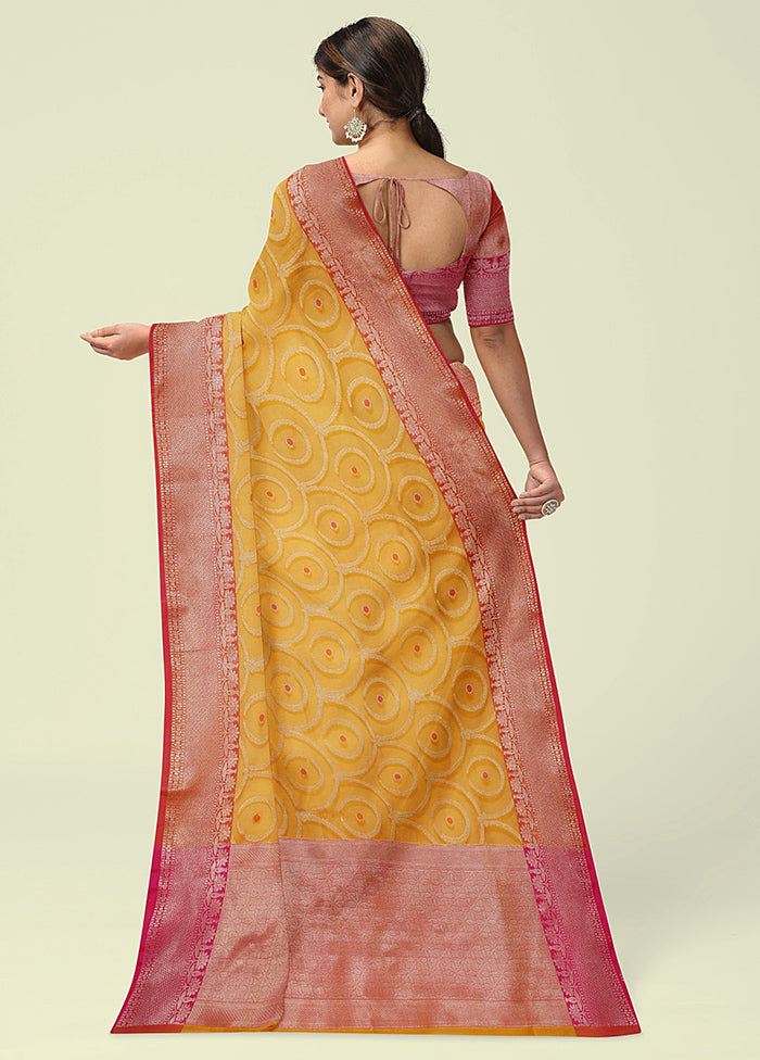 Yellow Cotton Zari Saree Without Blouse Piece - Indian Silk House Agencies