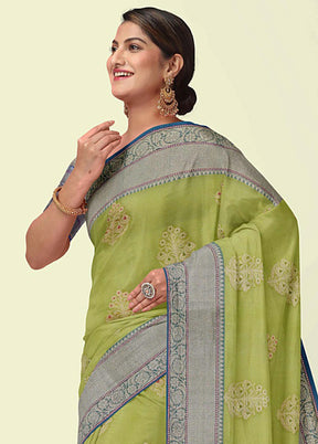 Green Cotton Zari Saree Without Blouse Piece - Indian Silk House Agencies