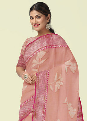 Pink Cotton Zari Saree Without Blouse Piece - Indian Silk House Agencies
