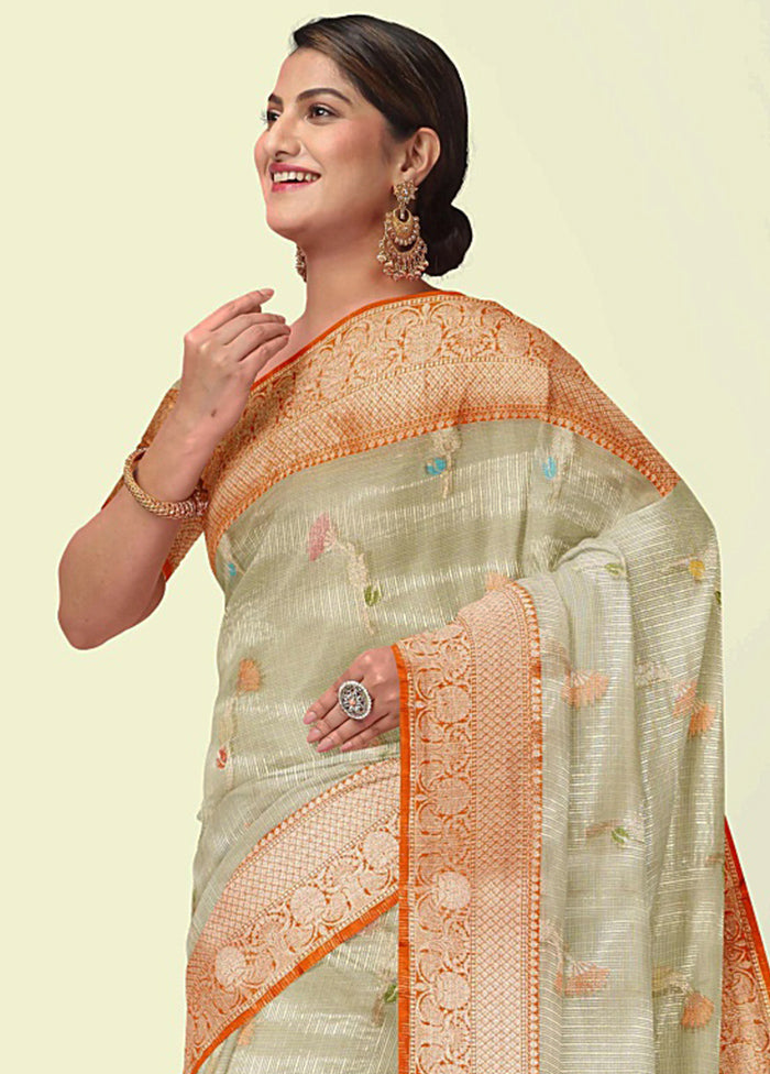 Cream Cotton Zari Saree Without Blouse Piece - Indian Silk House Agencies