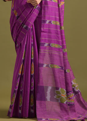 Pink Pure Cotton Saree With Blouse Piece