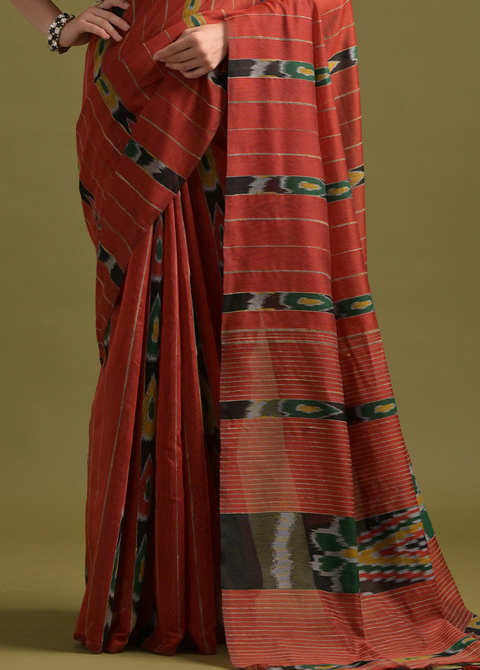 Red Pure Cotton Saree With Blouse Piece