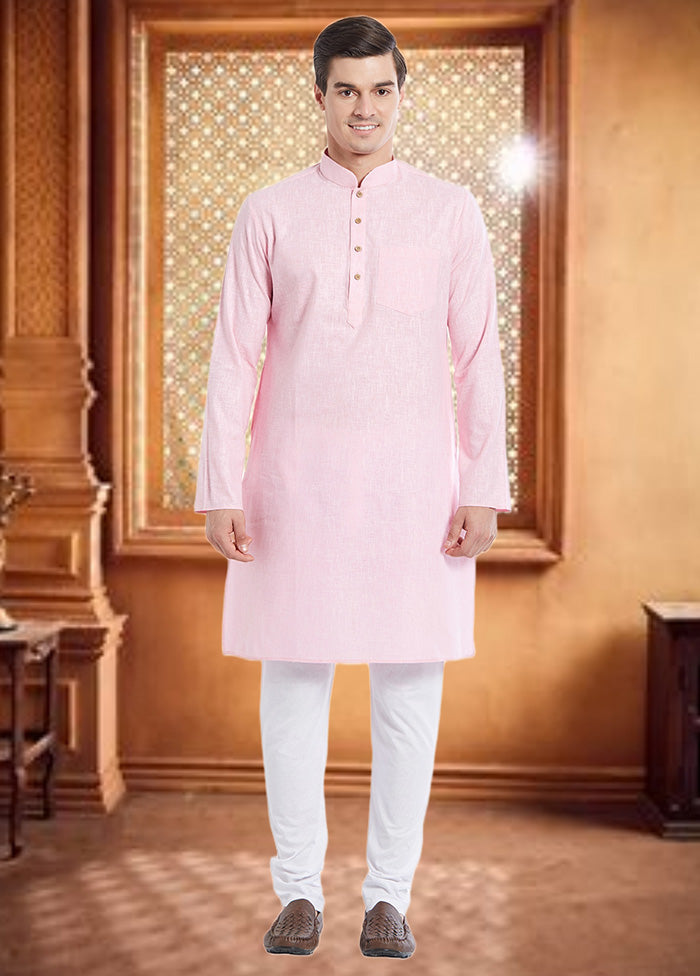 2 Pc Pink Cotton Kurta Churidar Set - Indian Silk House Agencies