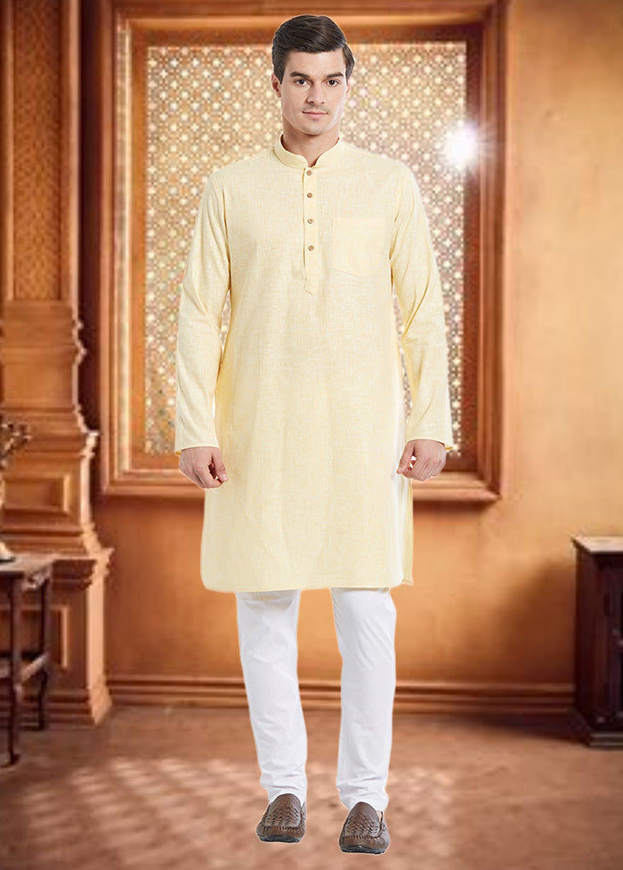 2 Pc Yellow Cotton Kurta Churidar Set - Indian Silk House Agencies