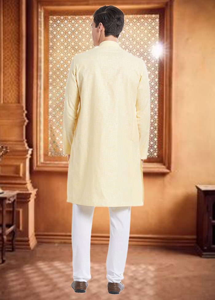 2 Pc Yellow Cotton Kurta Churidar Set - Indian Silk House Agencies