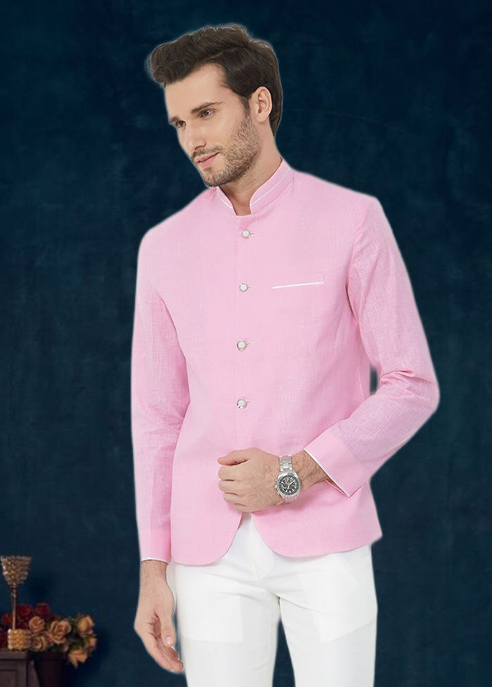 2 Pc Pink Cotton Blazer Pant Set - Indian Silk House Agencies