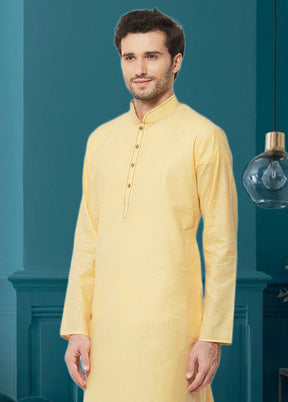 Yellow Cotton Kurta - Indian Silk House Agencies