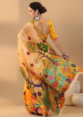 Yellow Tussar Saree With Blouse Piece - Indian Silk House Agencies