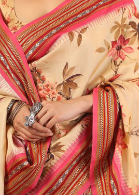 Cream Tussar Saree With Blouse Piece - Indian Silk House Agencies