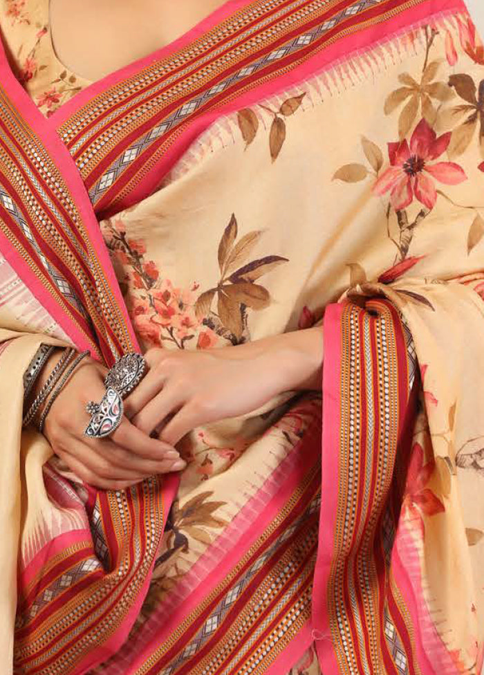 Cream Tussar Saree With Blouse Piece - Indian Silk House Agencies