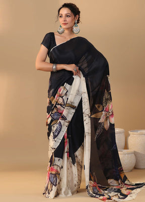 Black Tussar Saree With Blouse Piece - Indian Silk House Agencies