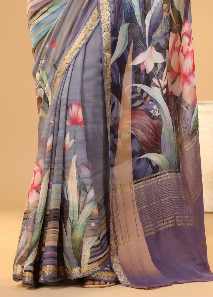 Grey Tussar Saree With Blouse Piece