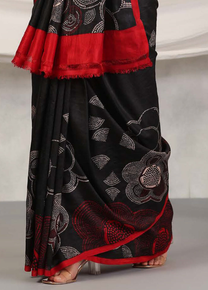 Black Tussar Saree With Blouse Piece - Indian Silk House Agencies