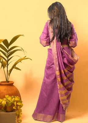 Lavender Silk Saree With Blouse - Indian Silk House Agencies