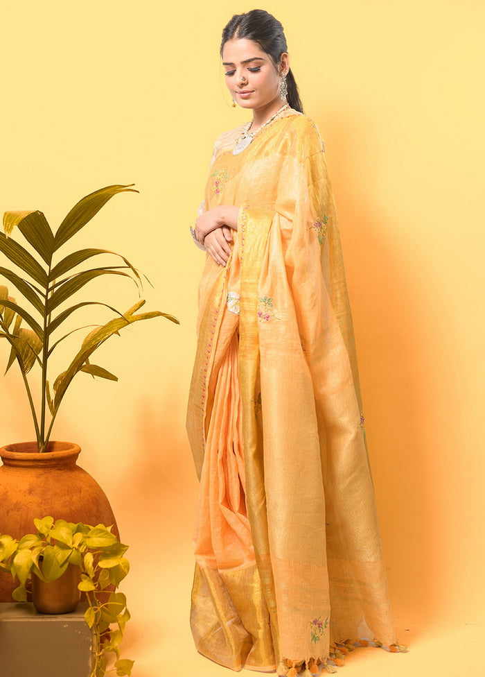 Yellow Silk Saree With Blouse - Indian Silk House Agencies