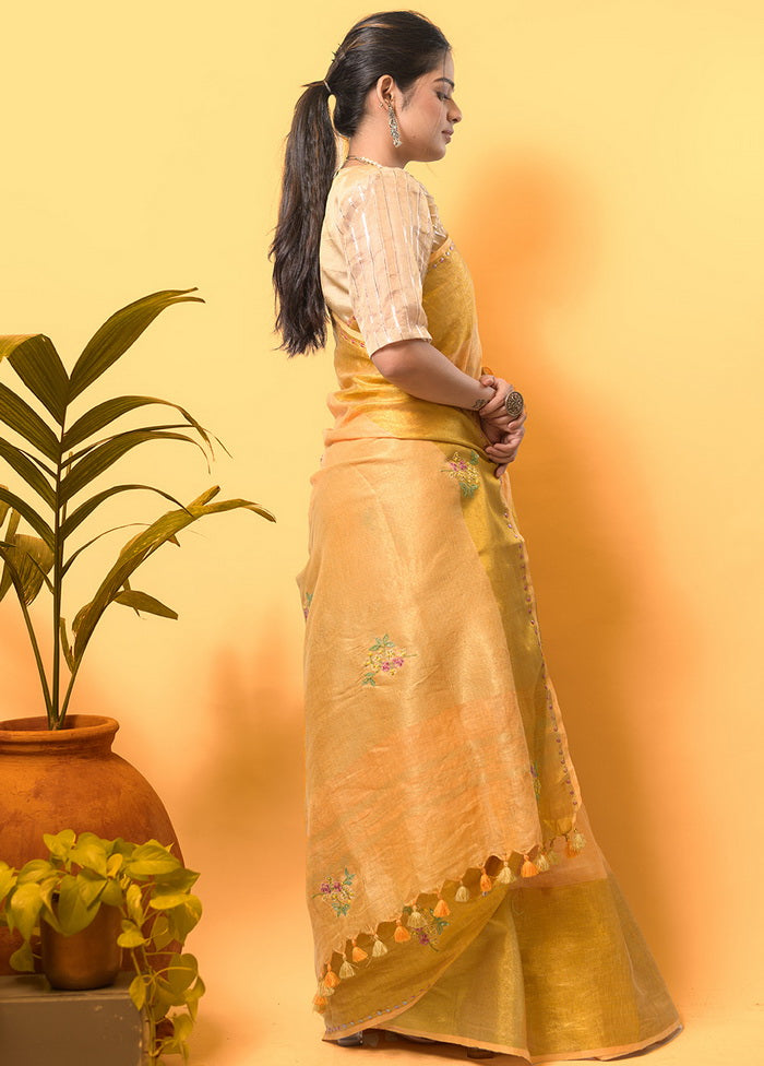 Yellow Silk Saree With Blouse - Indian Silk House Agencies