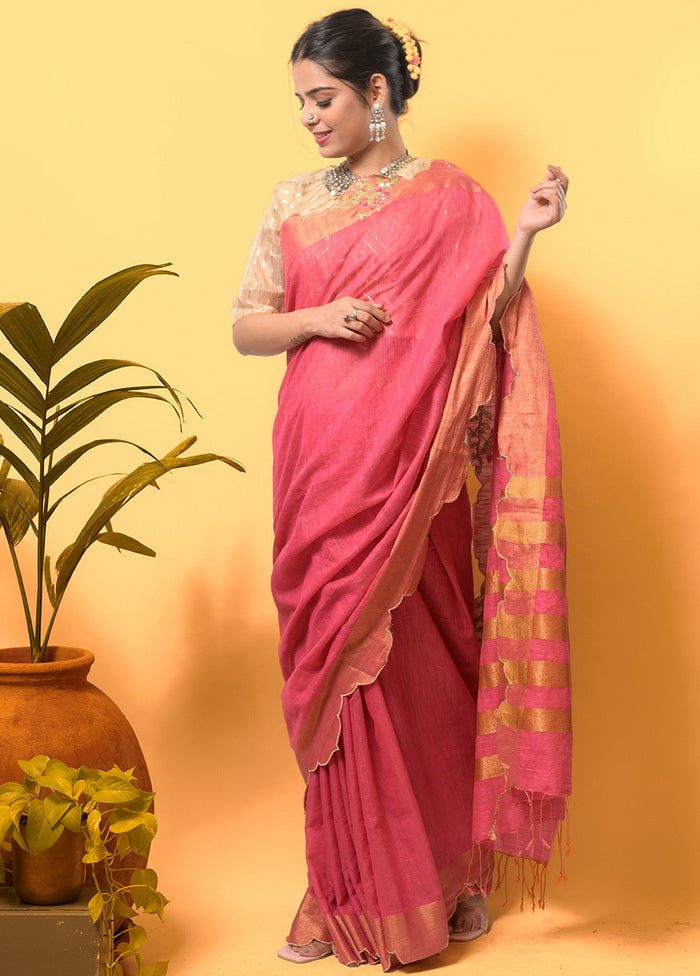 Pink Silk Saree With Blouse - Indian Silk House Agencies
