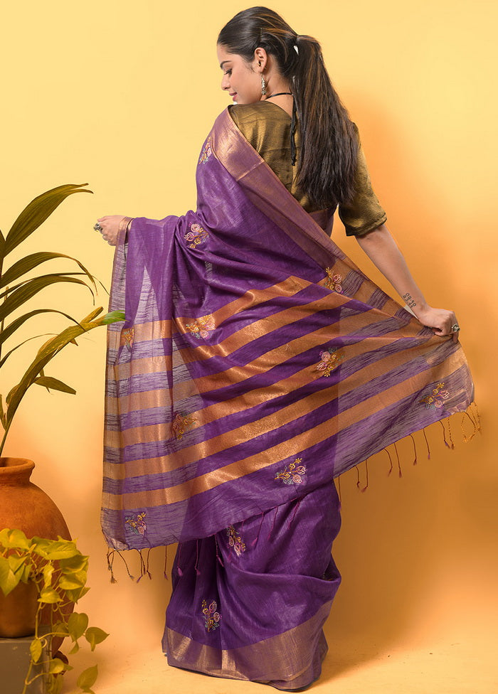 Purple Silk Saree With Blouse - Indian Silk House Agencies