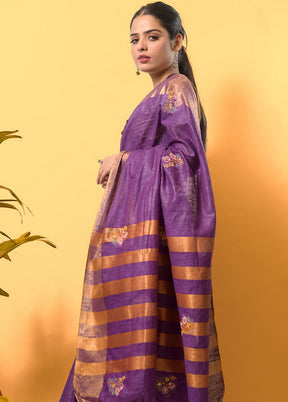 Purple Silk Saree With Blouse - Indian Silk House Agencies