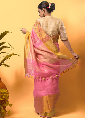 Pink Silk Saree With Blouse - Indian Silk House Agencies