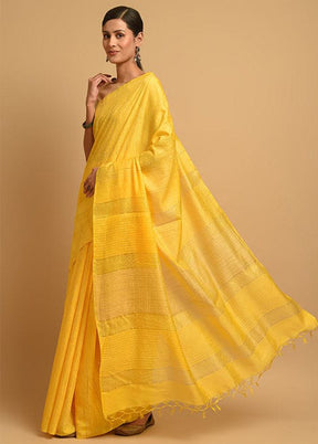 Yellow Ghicha Tussar Silk Saree With Blouse Piece - Indian Silk House Agencies