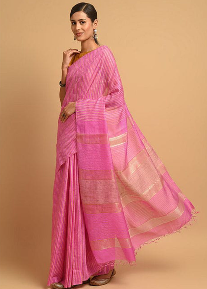 Pink Ghicha Tussar Silk Saree With Blouse Piece - Indian Silk House Agencies