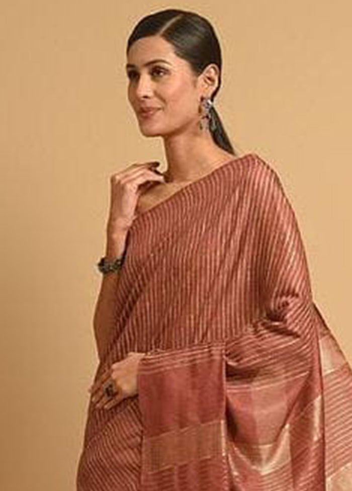 Brown Ghicha Tussar Silk Saree With Blouse Piece - Indian Silk House Agencies