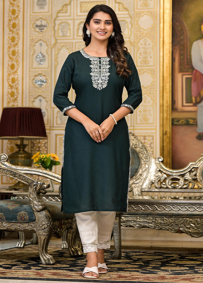 Green Readymade Rayon Kurti