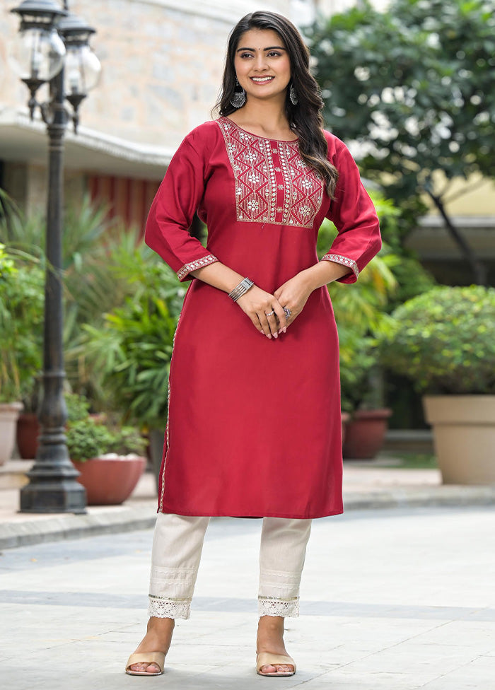 Maroon Readymade Rayon Kurti