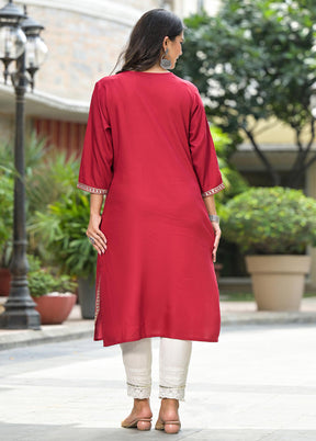 Maroon Readymade Rayon Kurti