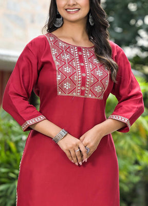 Maroon Readymade Rayon Kurti