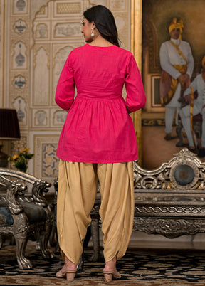 2 Pc Fuchsia Readymade Cotton Tunic Set