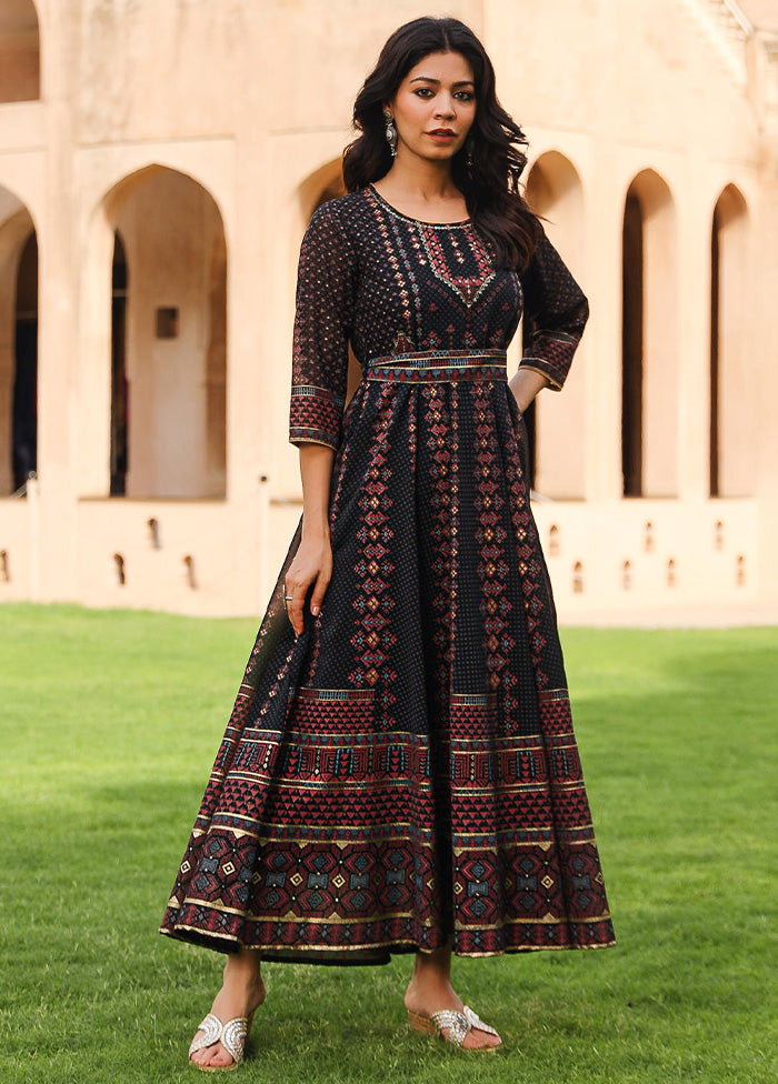 Black Readymade Georgette Indian Dress