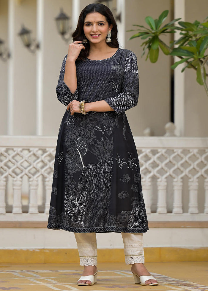 Black Readymade Rayon Kurti