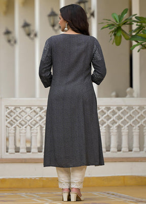 Black Readymade Rayon Kurti