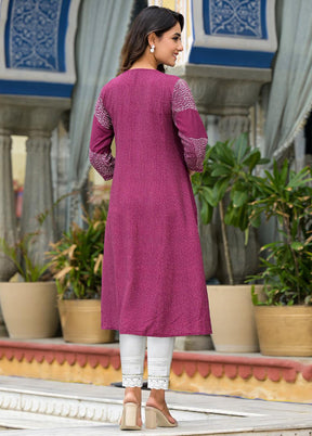 Wine Readymade Rayon Kurti