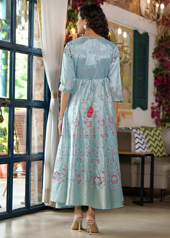 Sea Green Readymade Silk Indian Dress