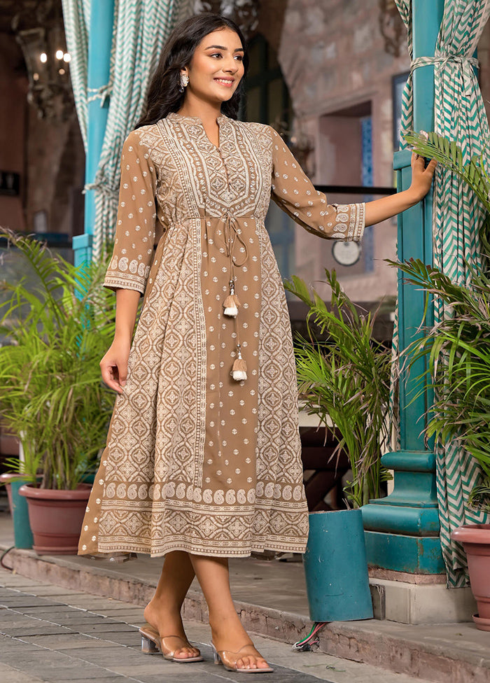 Brown Readymade Georgette Indian Dress