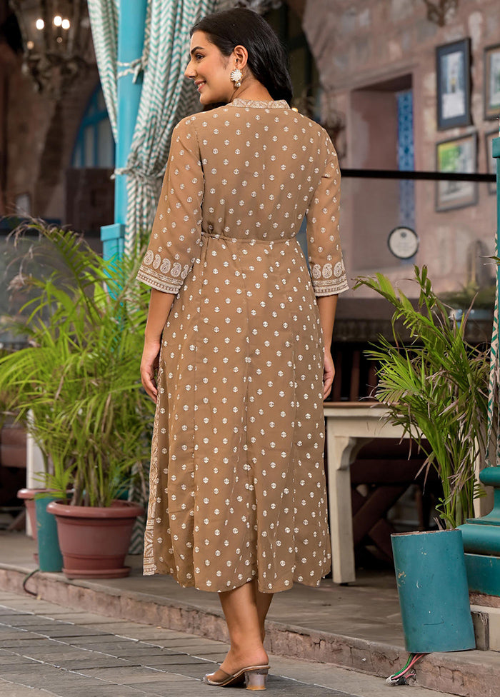 Brown Readymade Georgette Indian Dress