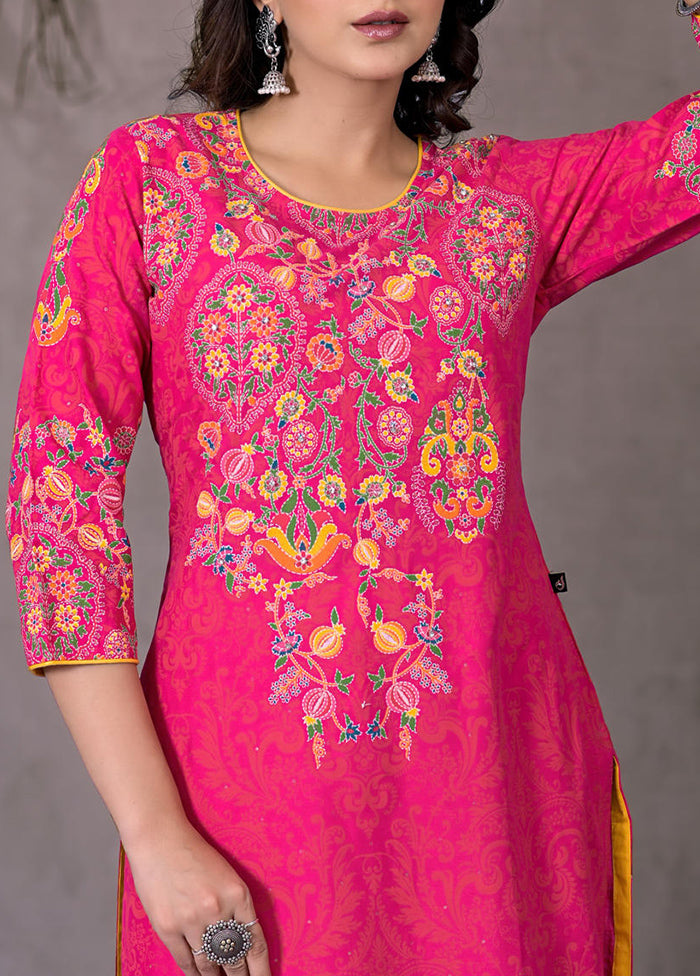 Pink Readymade Rayon Kurti