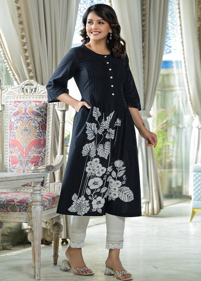 Black Readymade Cotton Kurti