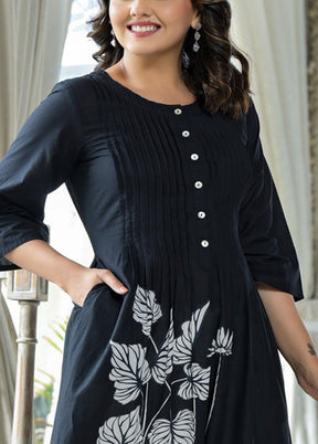 Black Readymade Cotton Kurti