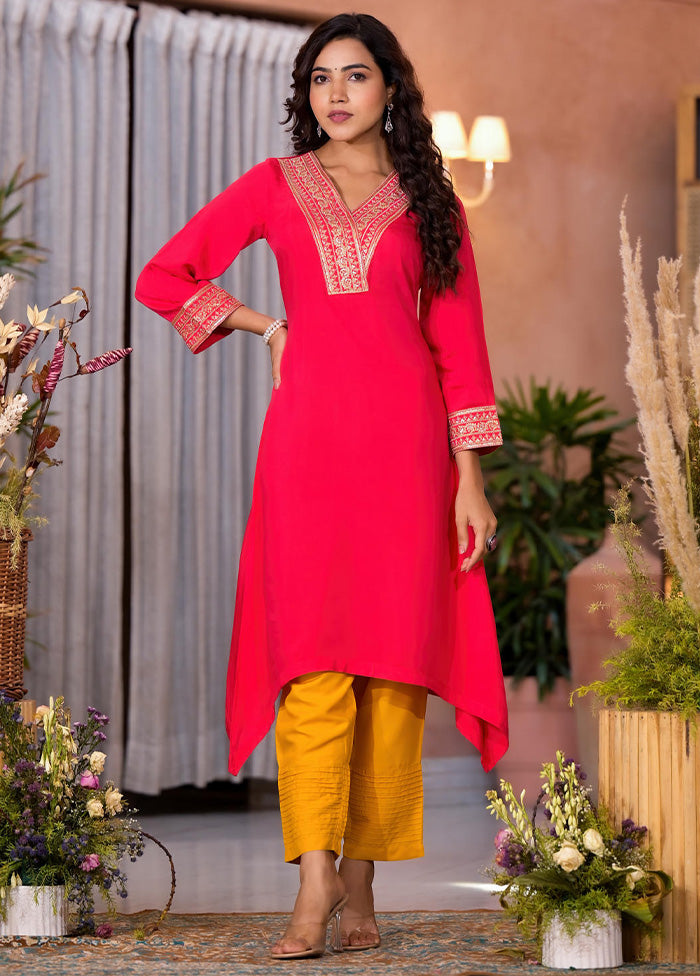 2 Pc Fuchsia Readymade Viscose Kurti Set