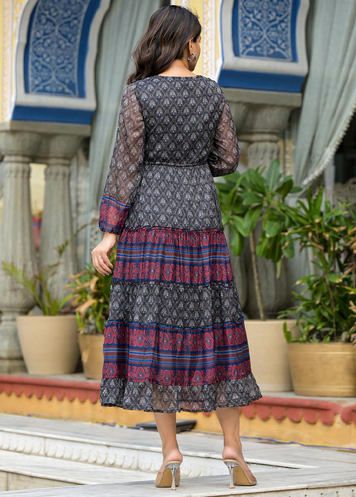 Black Readymade Silk Indian Dress