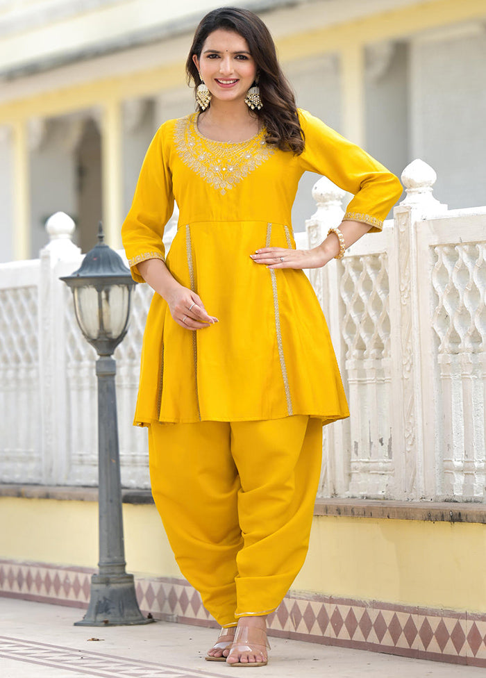 2 Pc Mustard Readymade Viscose Kurti Set