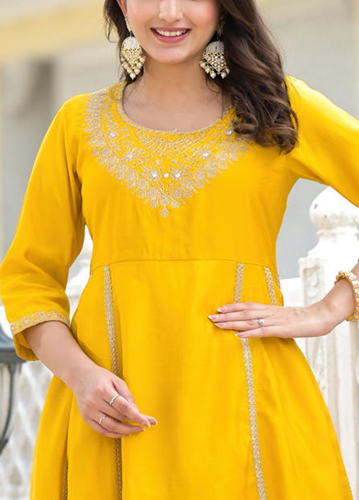 2 Pc Mustard Readymade Viscose Kurti Set