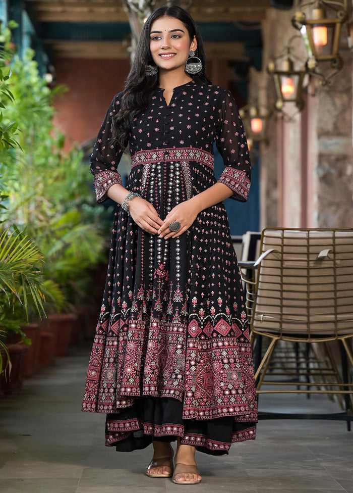 Black Readymade Georgette Indian Dress