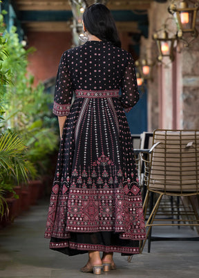 Black Readymade Georgette Indian Dress