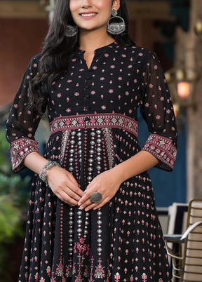 Black Readymade Georgette Indian Dress