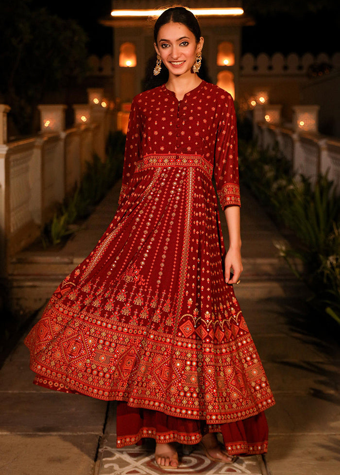 Maroon Readymade Georgette Indian Dress